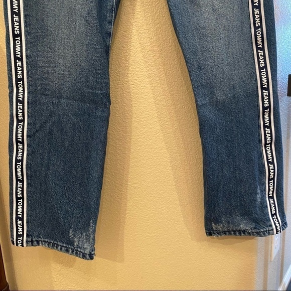 TOMMY HILFIGER Blue Girlfriend Crop Distressed Ripped Jeans Size 27 - Picture 4 of 12